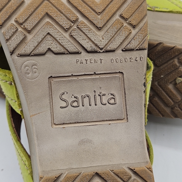 Sanita leather 2" heel size 36  us 4.5/5 lime green sandals - Picture 4 of 15